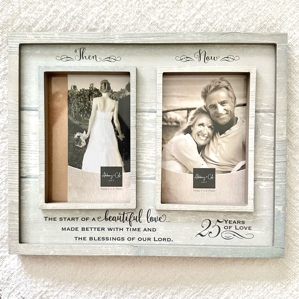 Gray Then & Now Photo Frame Wedding Anniversary